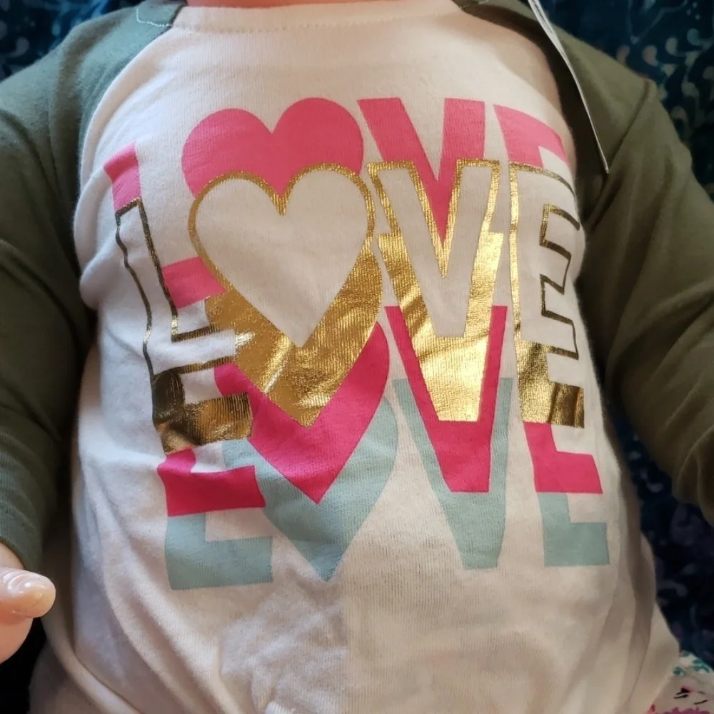 baby girl love tie waist raglan tee 0-3 months